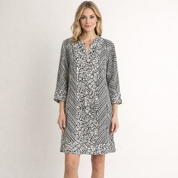 Soft Surroundings Dresses & Skirts - Soft Surroundings Raven Shift Dress Size Medium NWT Ecru and Black
